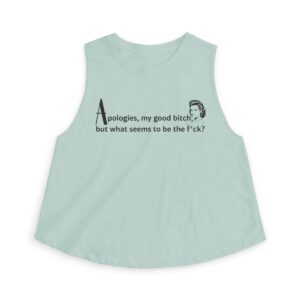 Sweary graphic sleeveless crop tee with retro vibe