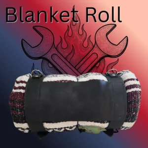 Image of Handmade Leather Blanket Roll with construction details